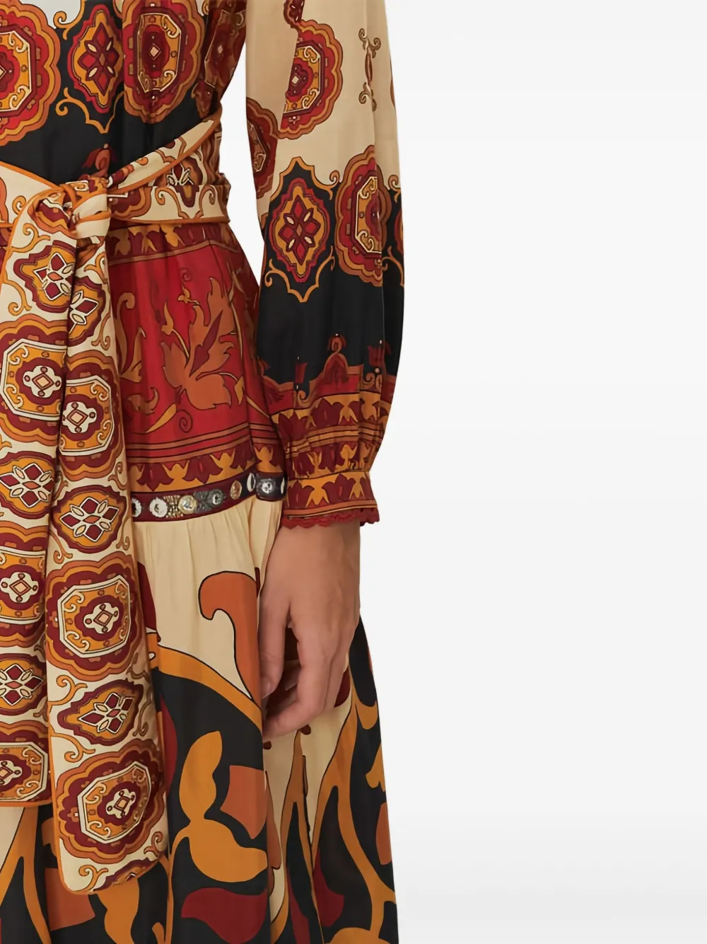 FARM Rio Ainka Tiles jurk met ceintuur Rood