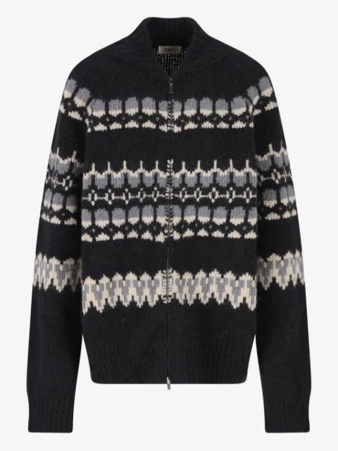 Barena cardigan i jacquard med lynlås