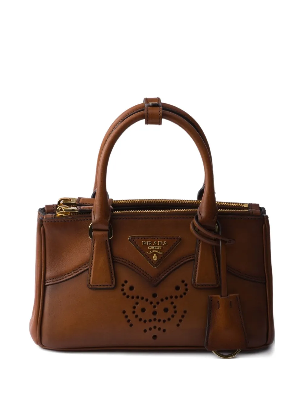 Prada Mini Galleria Leather Tote Bag In Brown