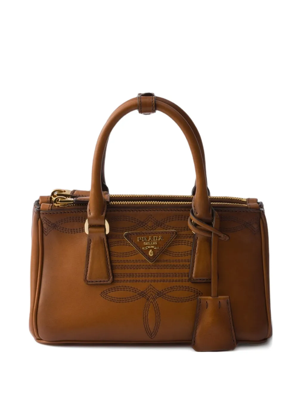 Prada Mini Galleria Leather Tote Bag In Brown