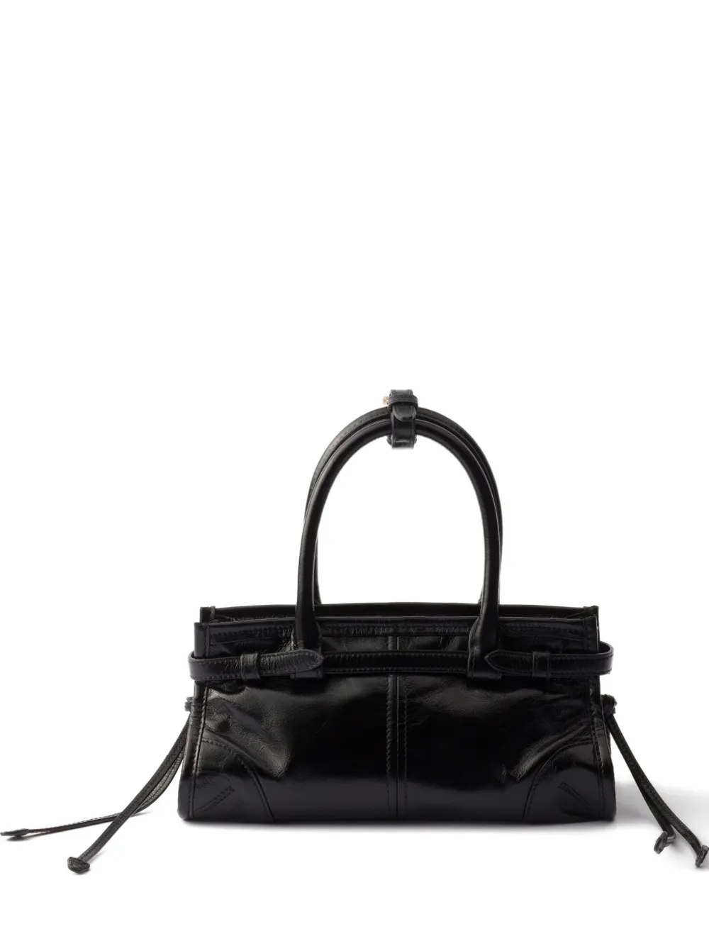 Prada Mini Bonnie Leather Tote Bag In Black
