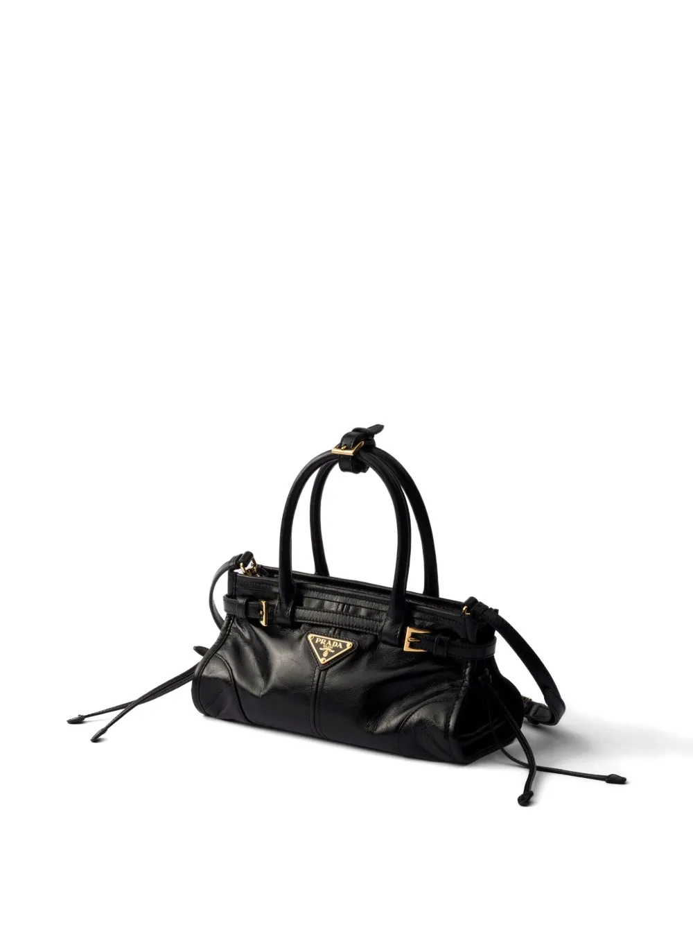 Prada mini Bonnie leather tote bag - Zwart