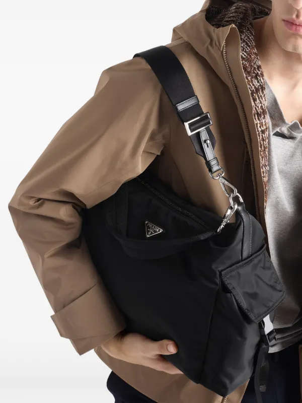 Prada Explore Re-nylon And Leather Bag | Black | FARFETCH IN