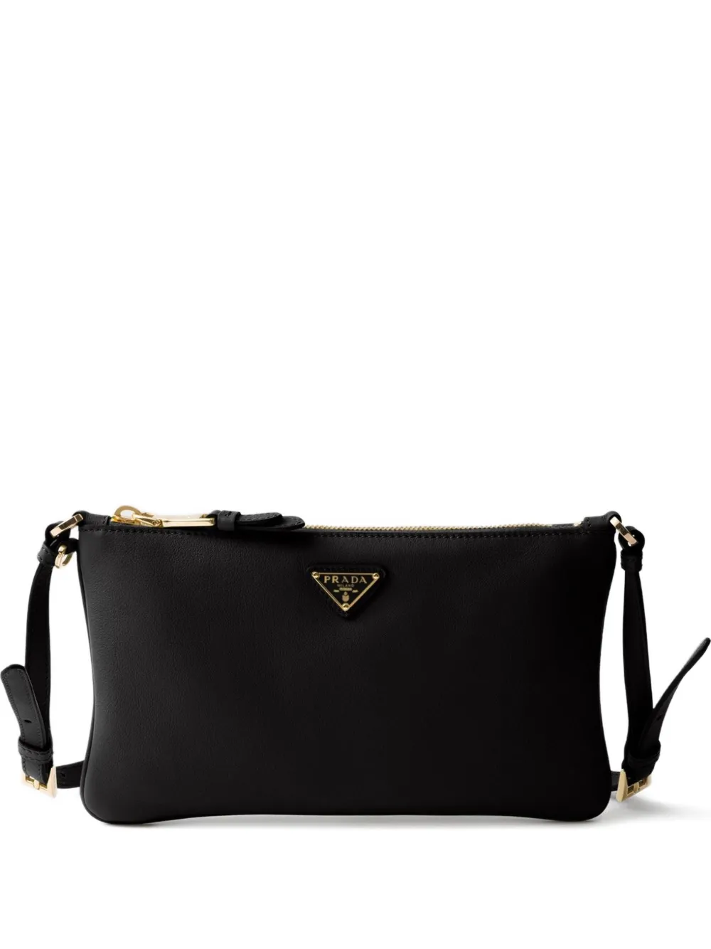 Prada Logo Leather Cross Body In Black