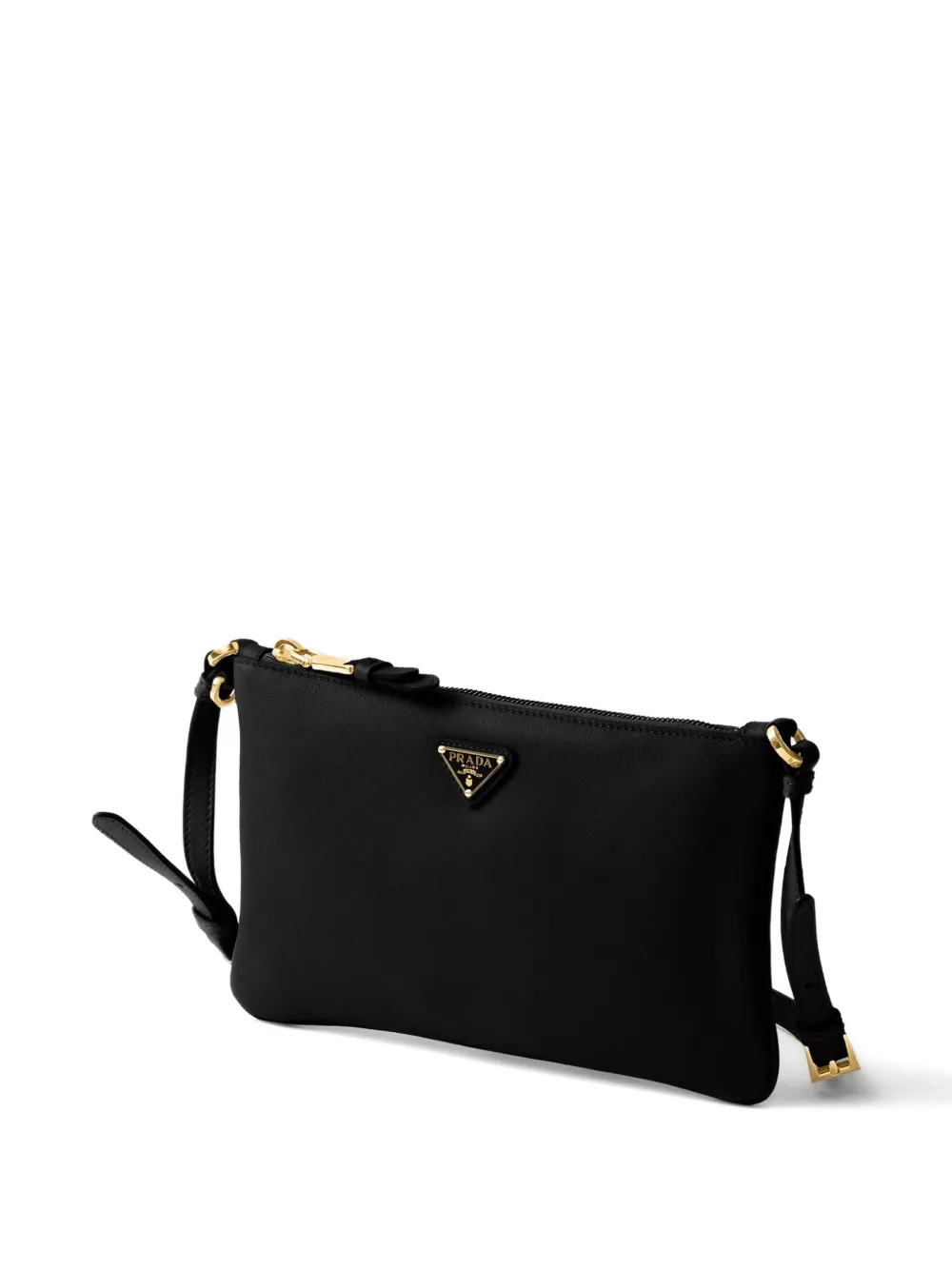 Prada Logo Leather Cross Body In Black