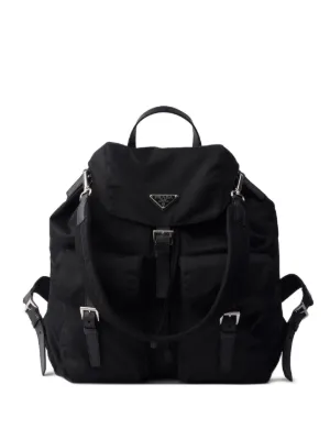 【PRADA Archive】Leather Backpack Prada Explore Drawstring Backpack | Black | FARFETCH HK