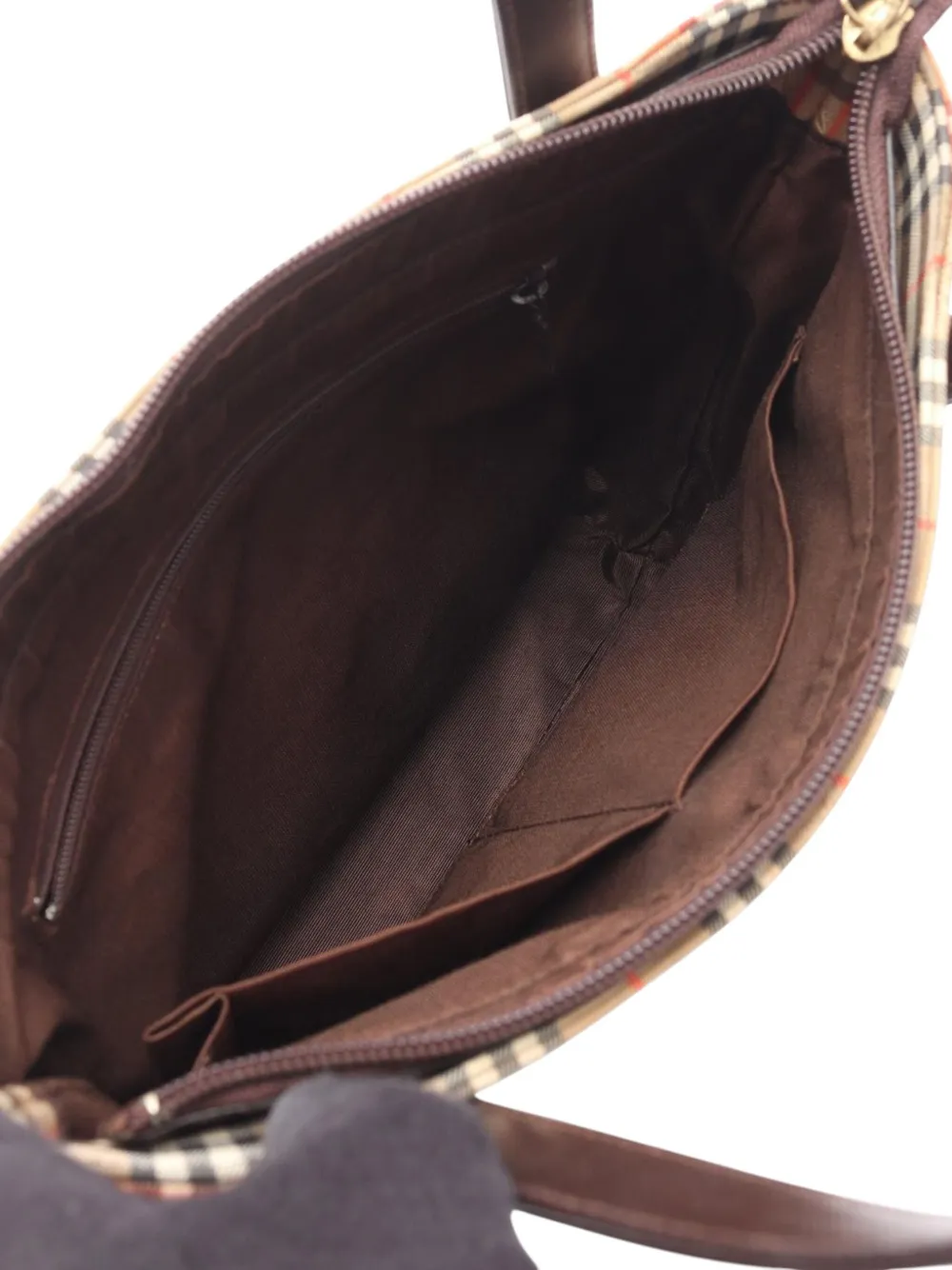 Pre-owned Burberry 2000-2017 Haymarket Check Canvas Tote Bag In Brown