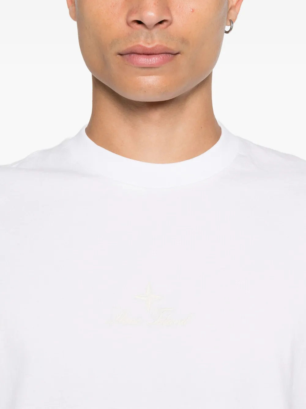 Stone Island T-shirt met geborduurd logo Wit