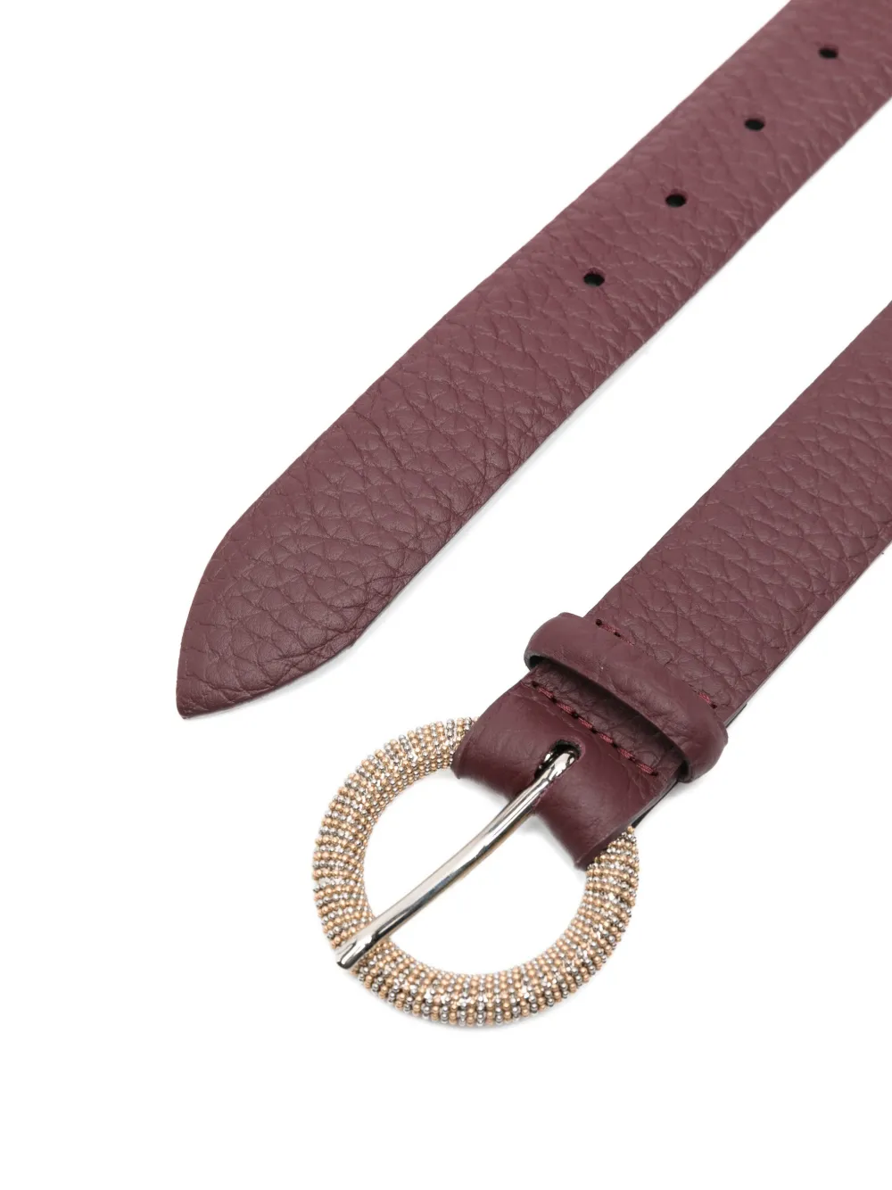 Orciani Leren riem met kralen - Bruin