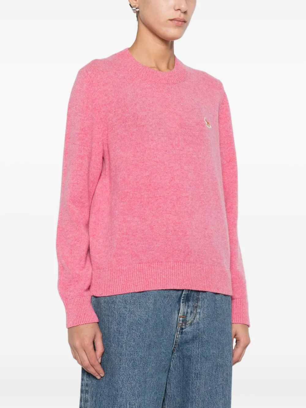 Maison Kitsuné Fox-motif Wool Sweater In Pink