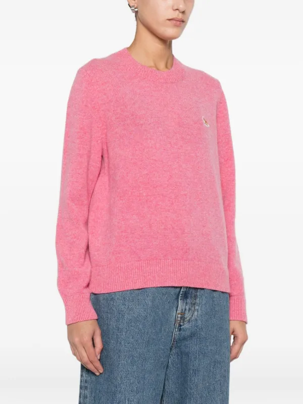 Maison Kitsuné fox-motif Wool Sweater | Pink | FARFETCH