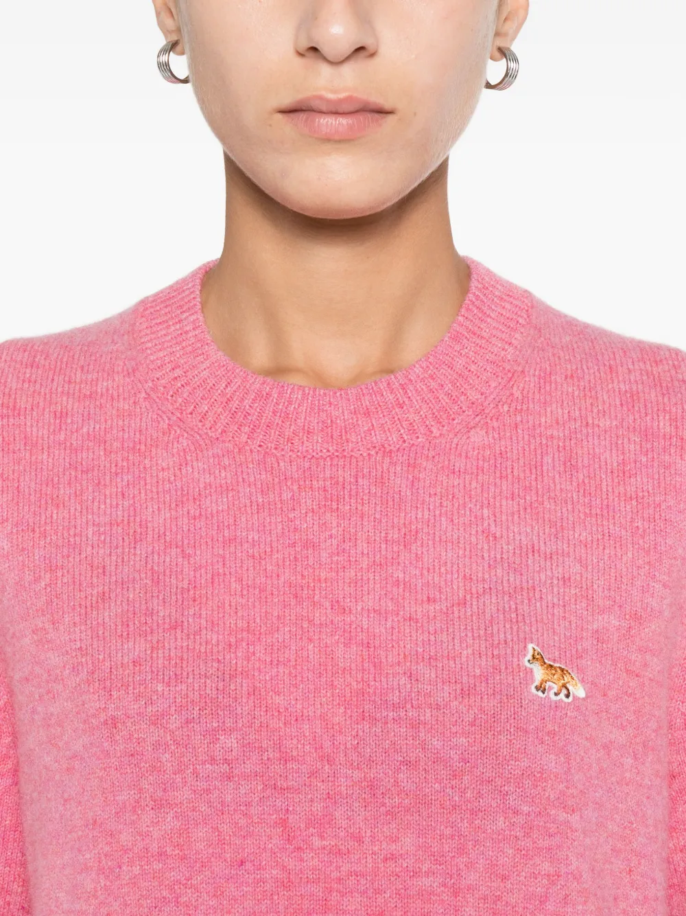 Maison Kitsuné Fox-motif Wool Sweater In Pink
