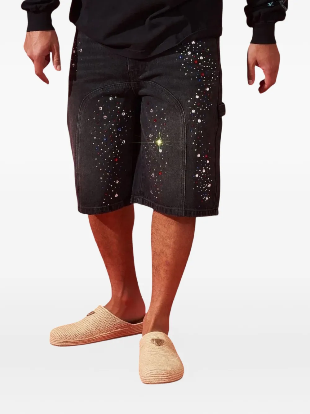 Duaa Supplication stone denim shorts - Zwart