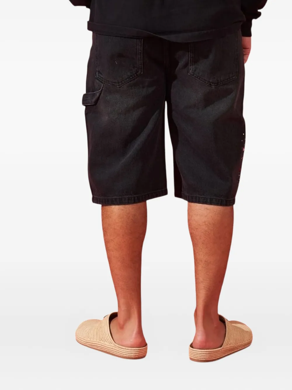 Duaa Supplication Stone Denim Shorts In Black