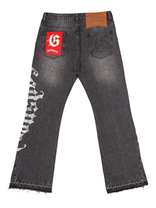 GODSPEED OG Logo Flared Jeans | Grey | FARFETCH