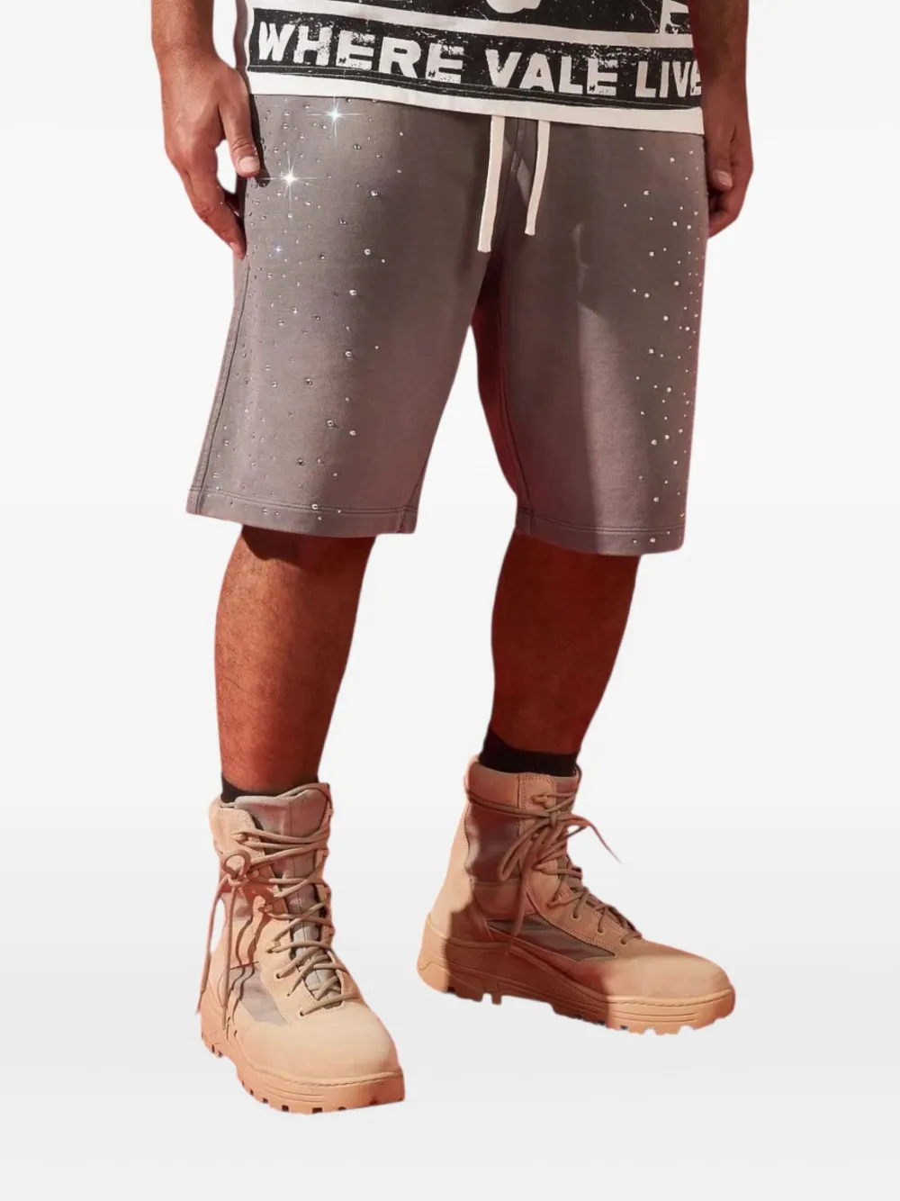duaa Effort embellished drawstring track shorts | Track & Running Shorts | Image 2