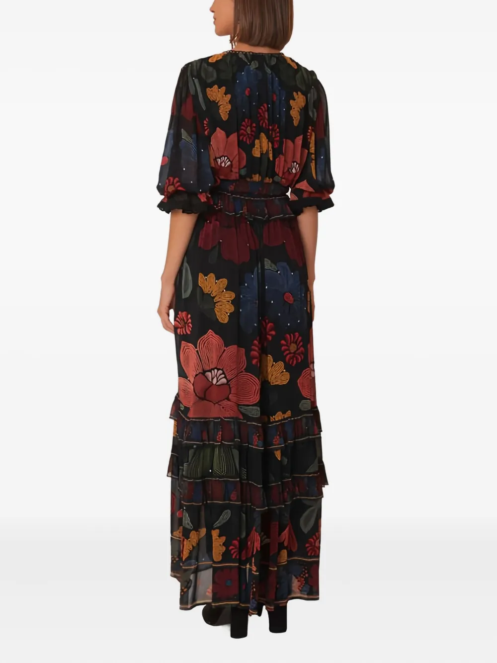 Farm Rio Floral Tiered Maxi Dress In Multi