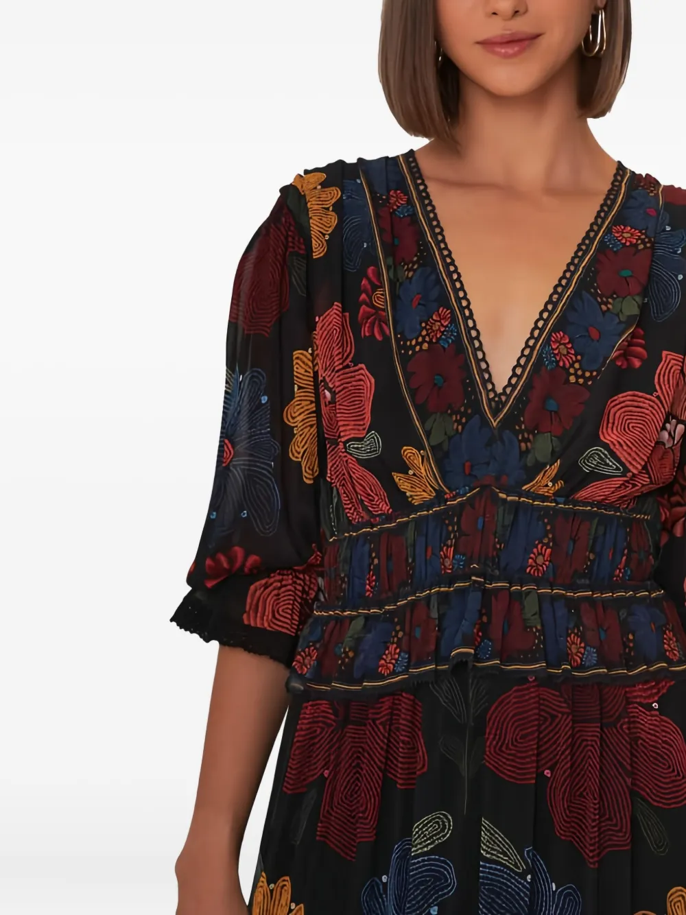 Farm Rio Floral Tiered Maxi Dress In Multi