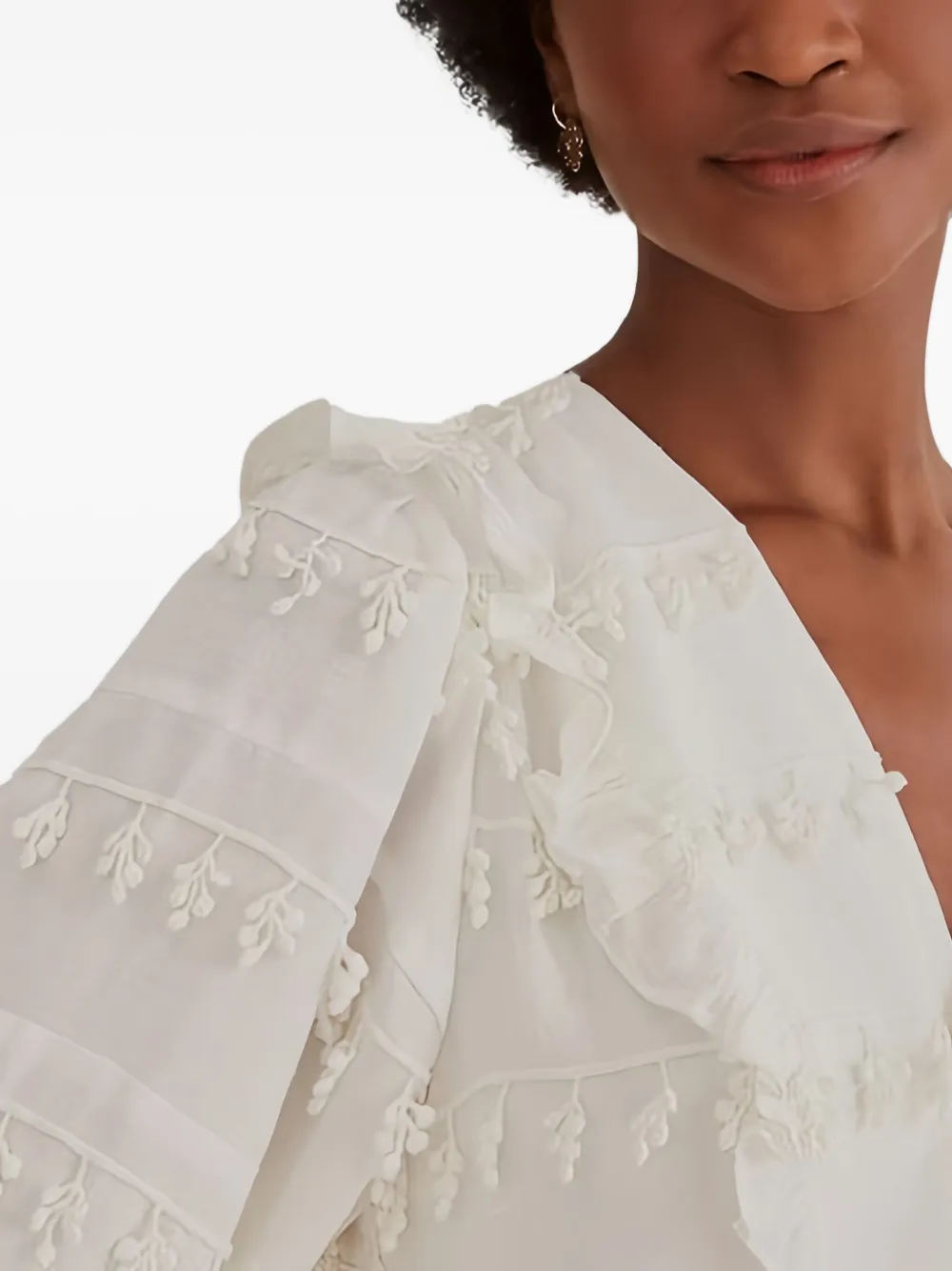 FARM Rio Jurk met ruches Wit