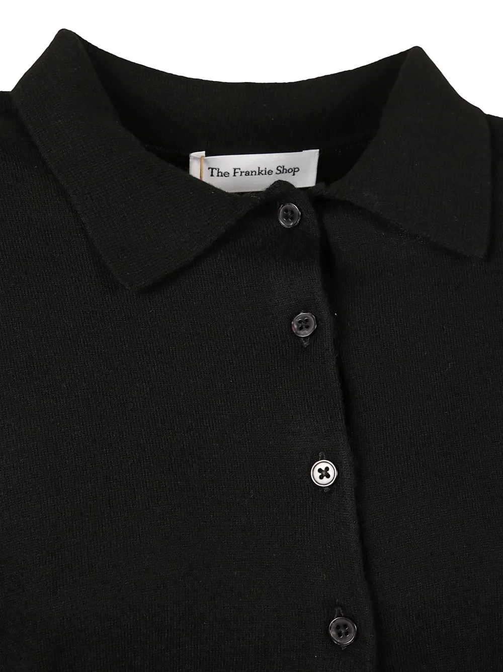 The Frankie Shop Knit Polo Shirt In Black