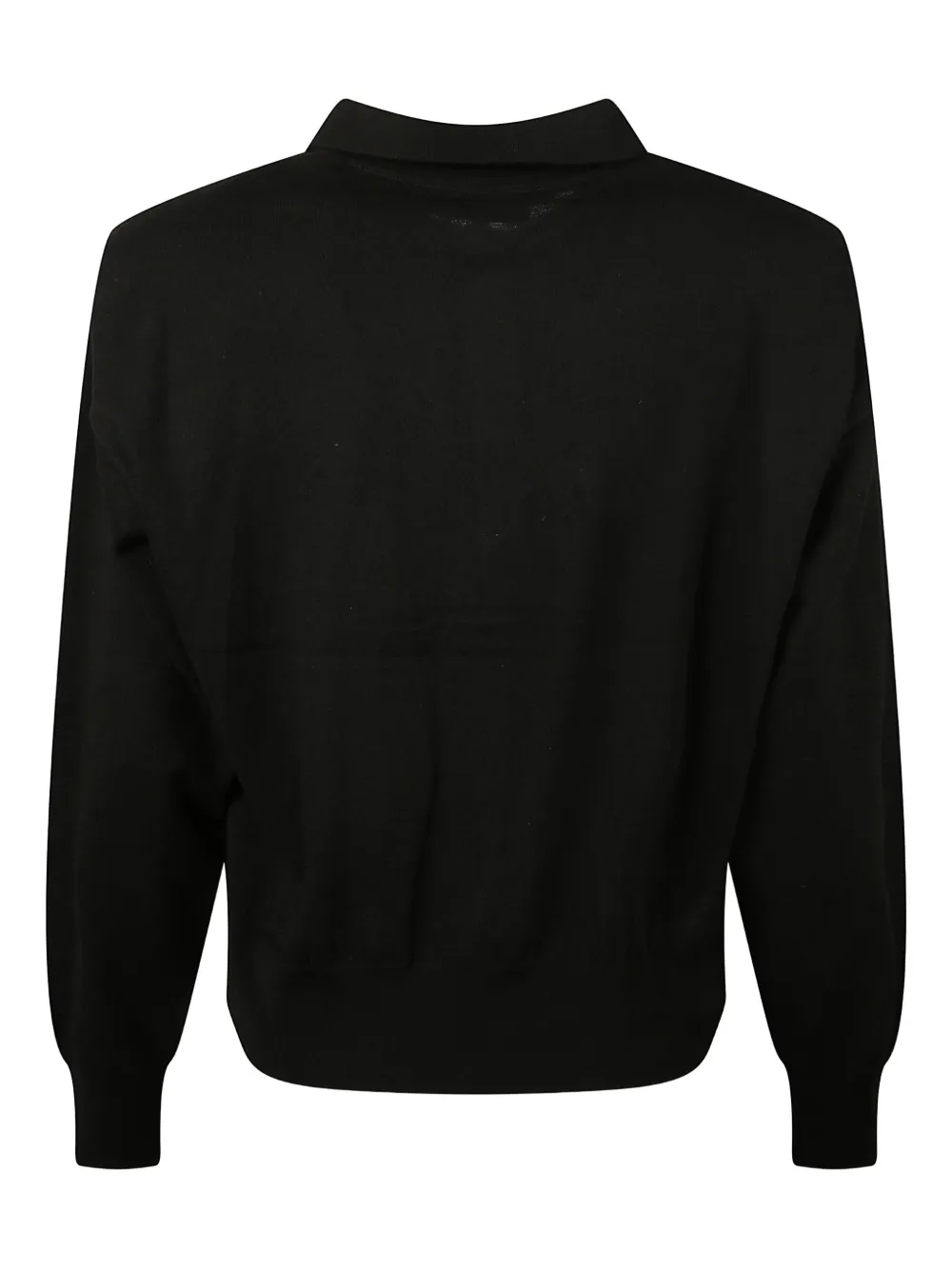 The Frankie Shop Knit Polo Shirt In Black