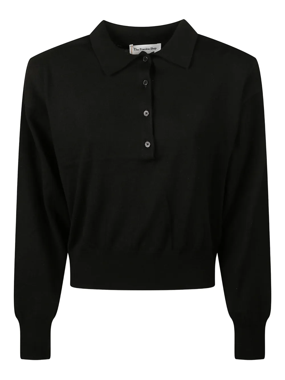 The Frankie Shop Knit Polo Shirt In Black
