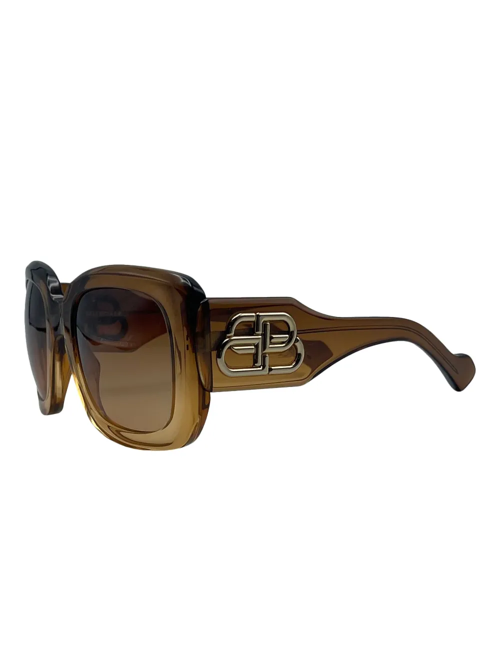 Balenciaga Zonnebril met vierkant logo - Bruin