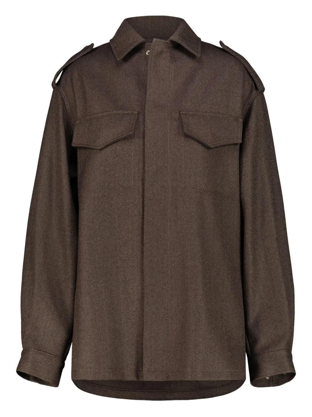 DRHOPE flap-pockets epaulettes shirt jacket | Brown | Image 1