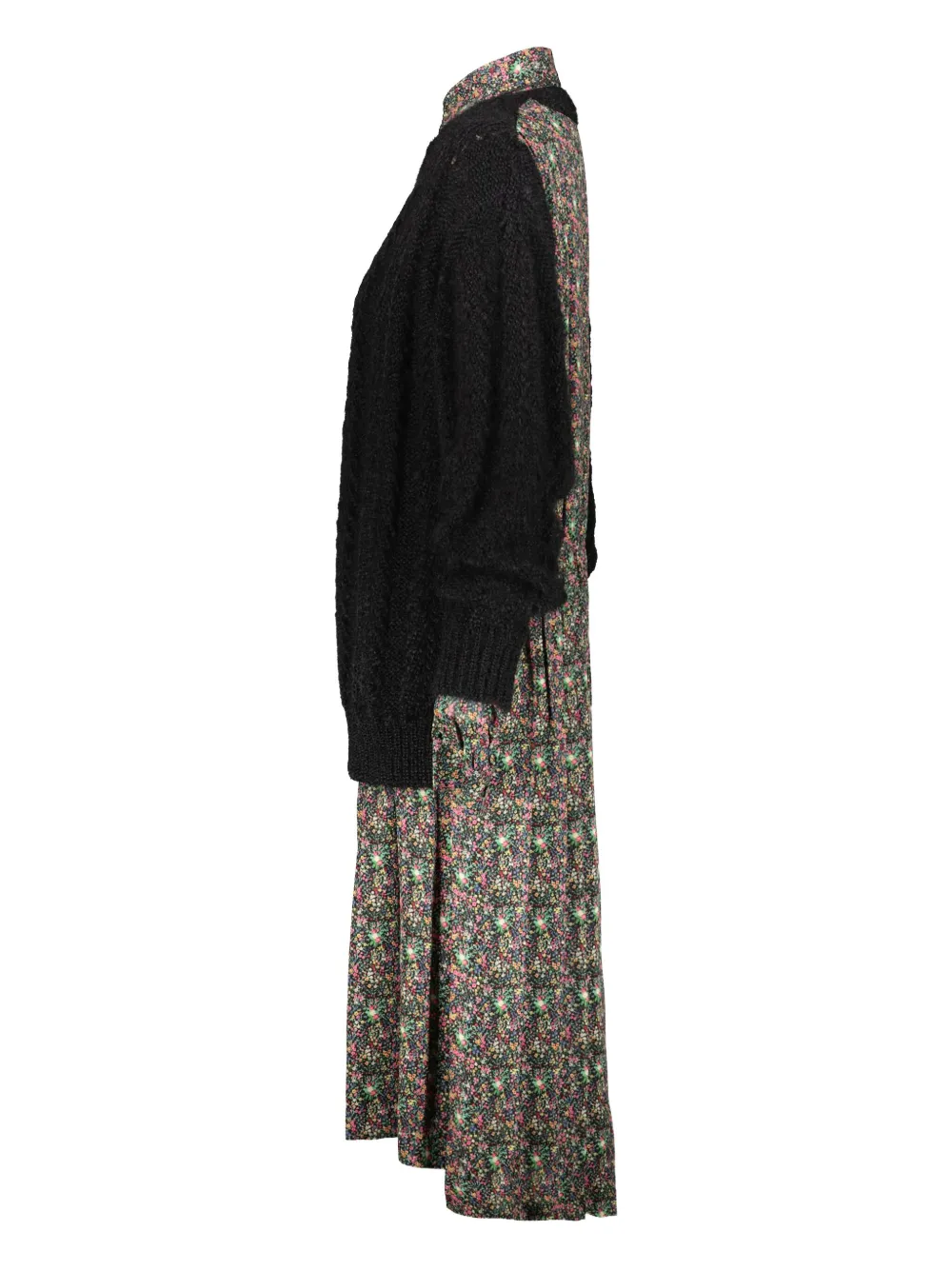 Junya Watanabe Floral Knit Midi Dress In Black