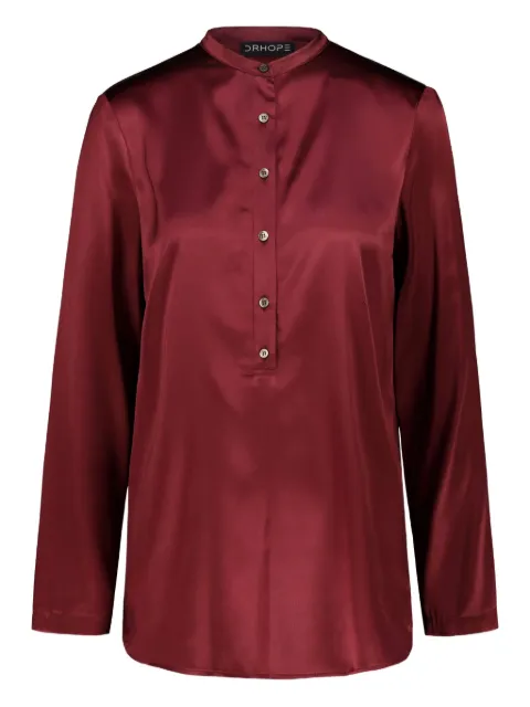 DRHOPE mandarin-collar silk top
