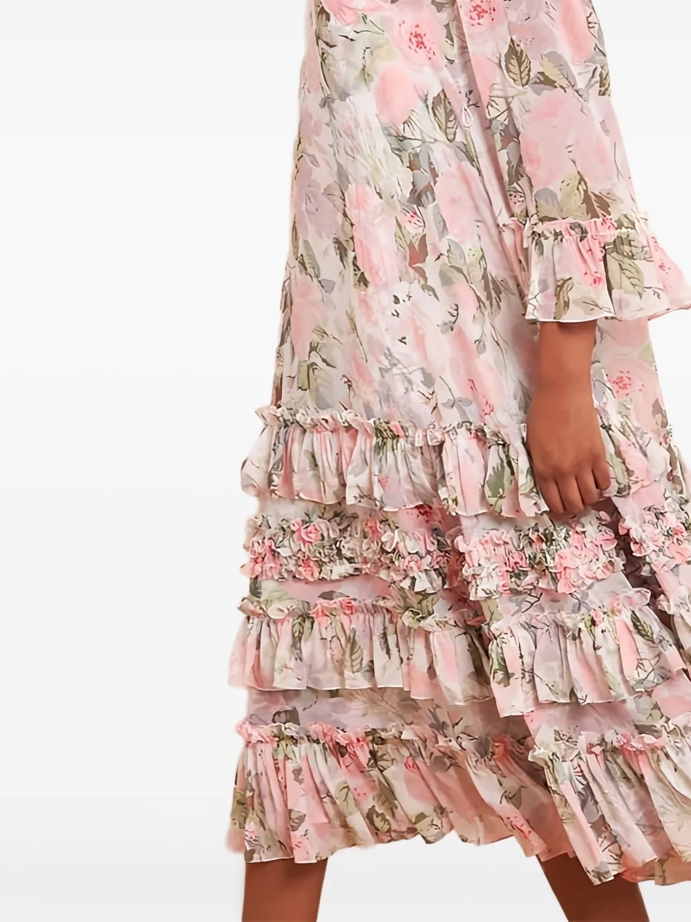 Needle & Thread Rose Powder Chiffon Ruffled Dress In Pink