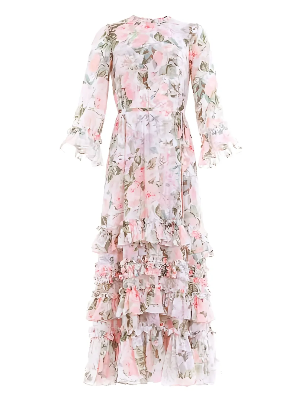 Needle & Thread Rose Powder Chiffon Ruffled Dress In Pink