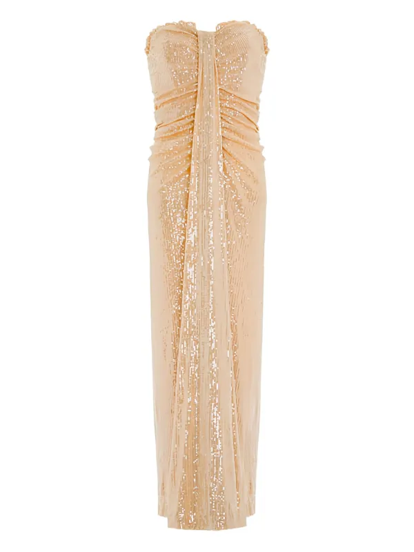 Needle & Thread Amora Strapless Dress | Gold | FARFETCH