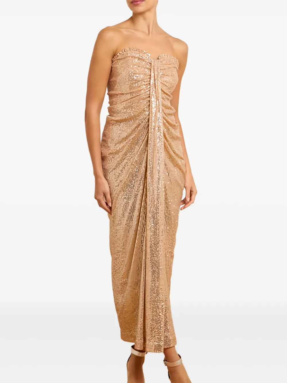 Needle & Thread Amora strapless jurk - Goud
