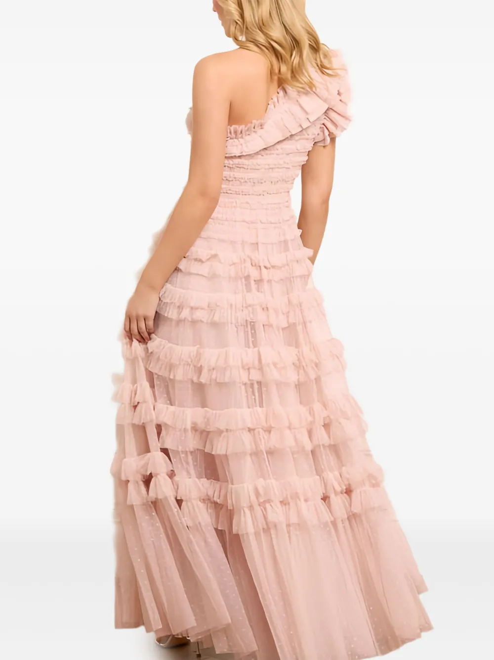 Needle & Thread Lisette asymmetrische jurk met ruches Roze