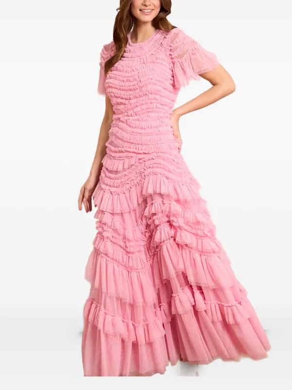 Needle & Thread Wild Rose short-sleeve Dress | Pink | FARFETCH