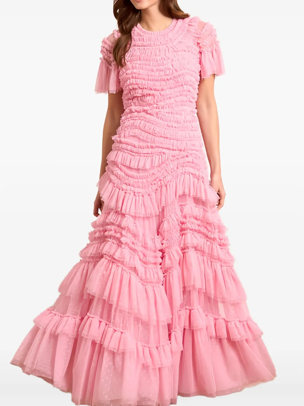 Needle & Thread Wild Rose jurk met korte mouwen Roze