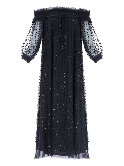 Needle & Thread Raindrop Smocked off-shoulder ballerina ruffled dress