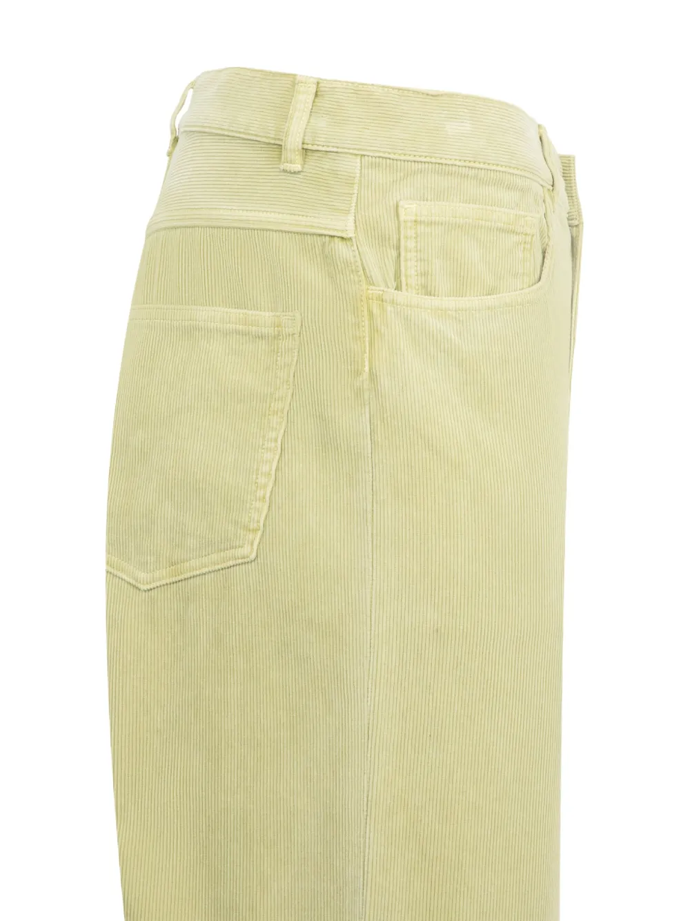 Auralee Finx ribfluwelen broek met vijf zakken en geverfd effect - Groen