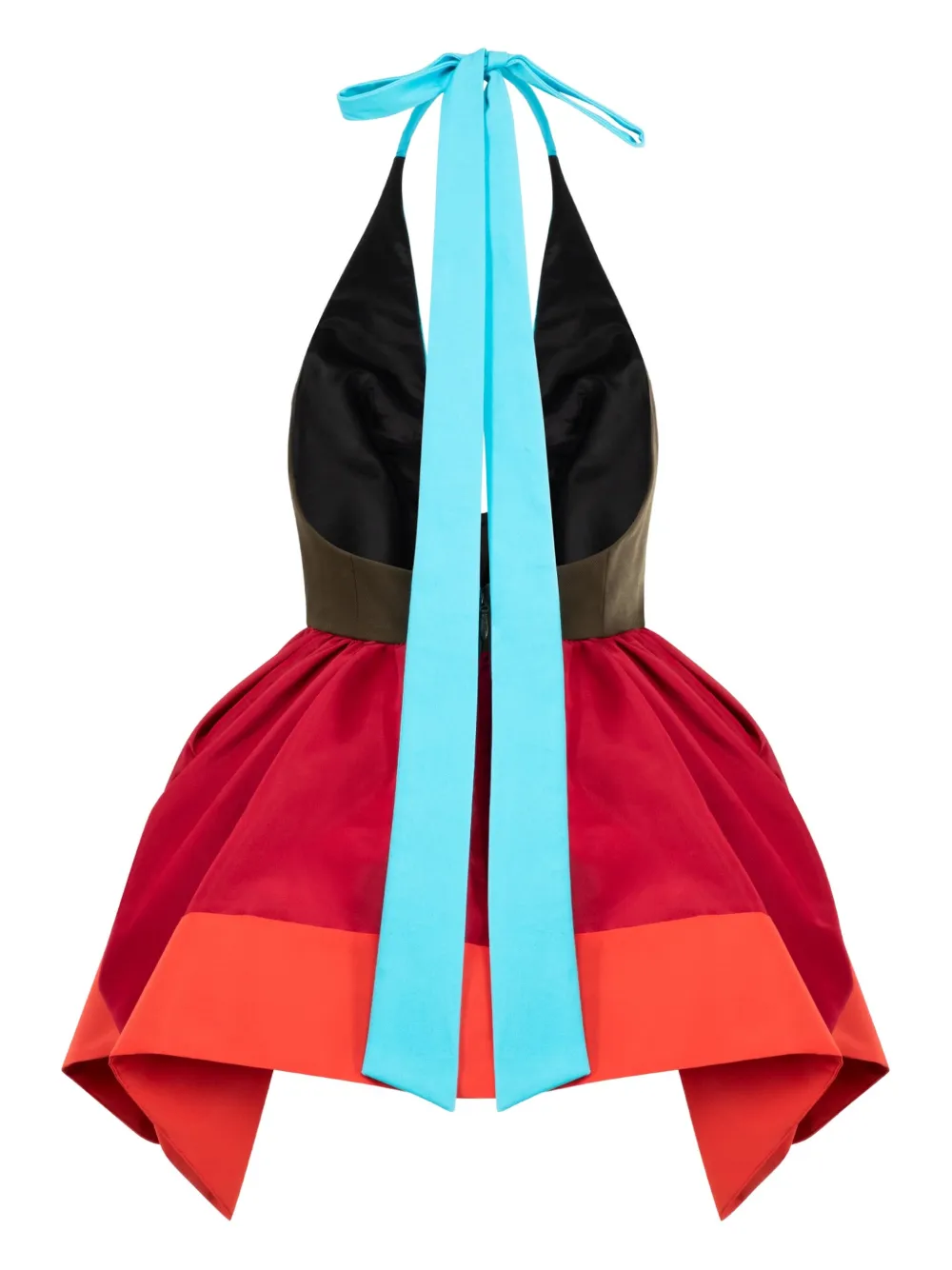 Christopher John Rogers Pleated Bust Umbrella Halter Top In Multi