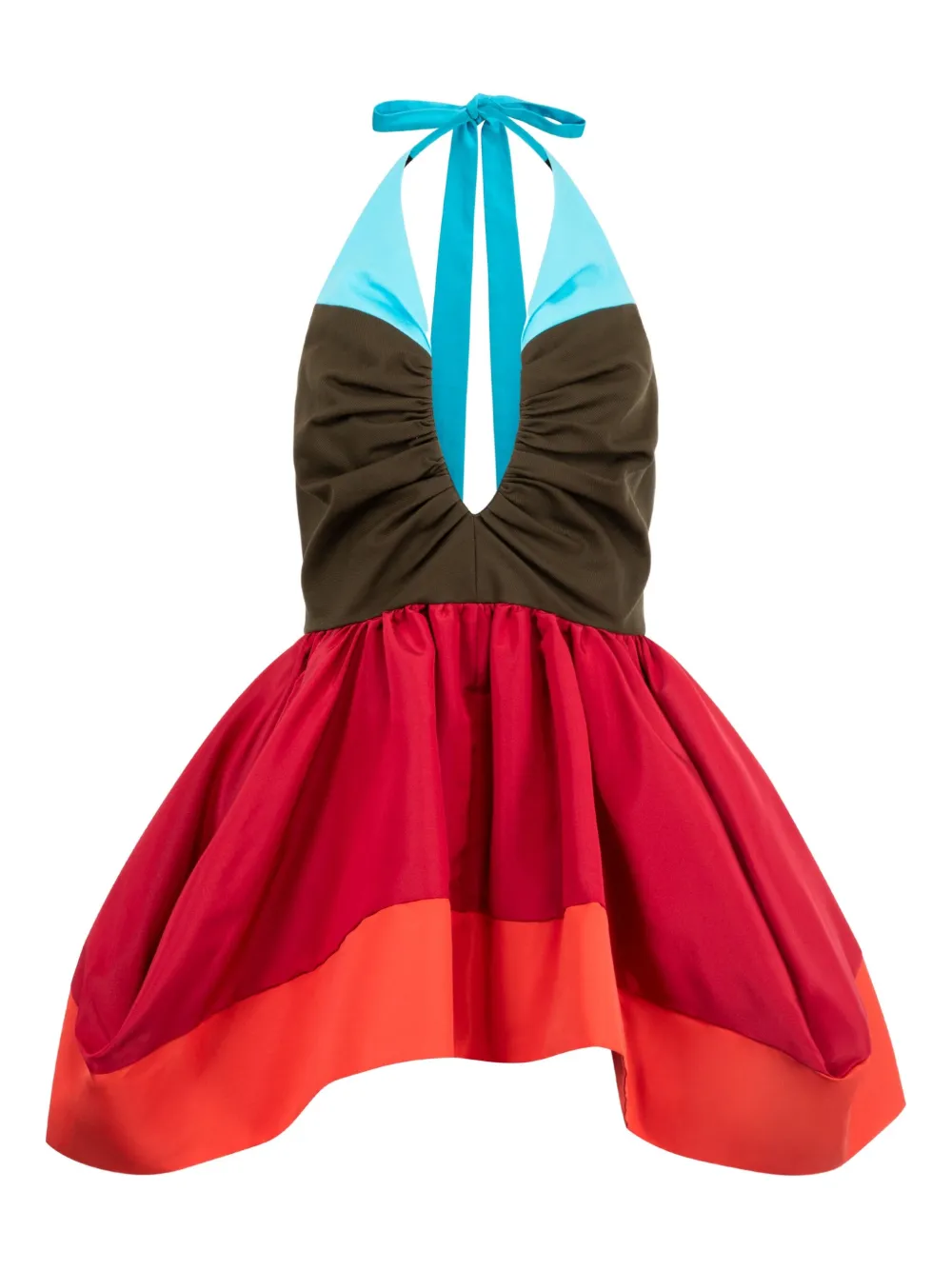 Christopher John Rogers Pleated Bust Umbrella Halter Top In Multi