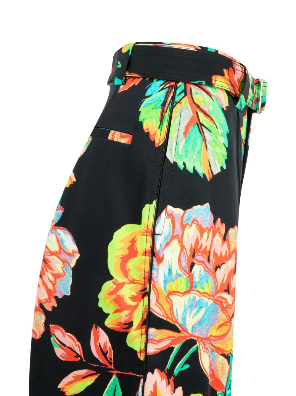 Christopher John Rogers Flat Front Floral Trousers In Green