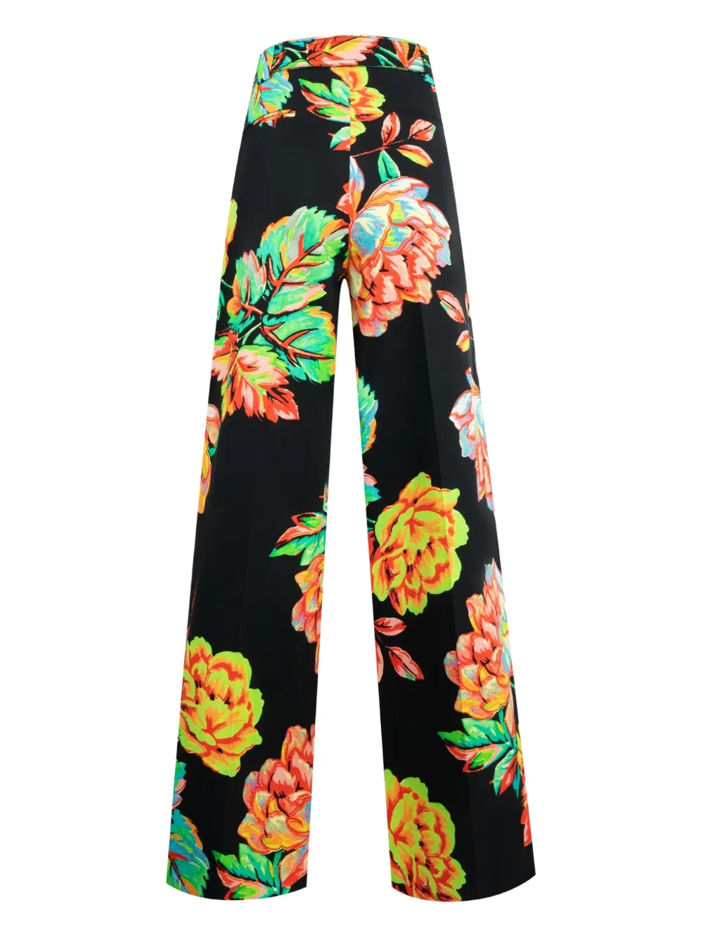 Christopher John Rogers Flat Front Floral Trousers In Green