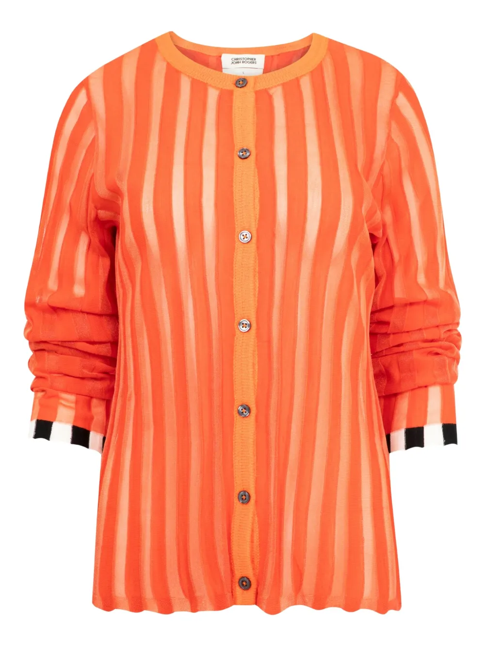 Christopher John Rogers Pleated Trim Cardigan In Orange