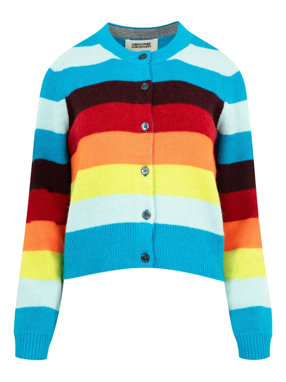 Christopher John Rogers Striped Cropped Cardigan In Multi