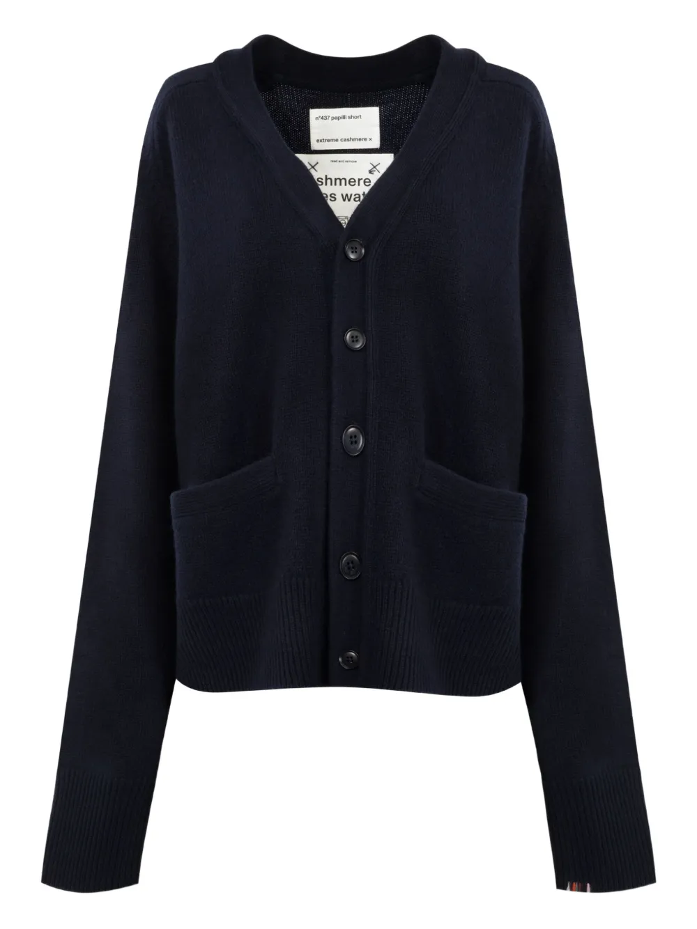 Extreme Cashmere Papilli Pocket Short Cardigan In Blue