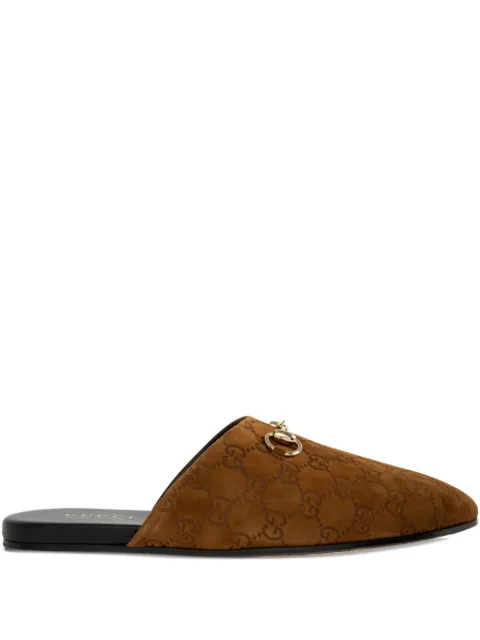 Gucci Horsebit monogram flat mules