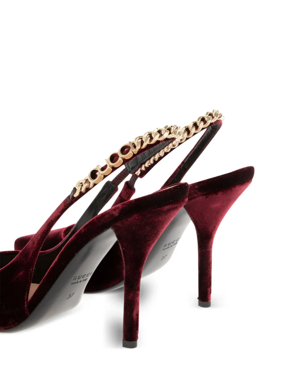 Gucci 105mm Signoria Chain Strap Pumps In Burgundy