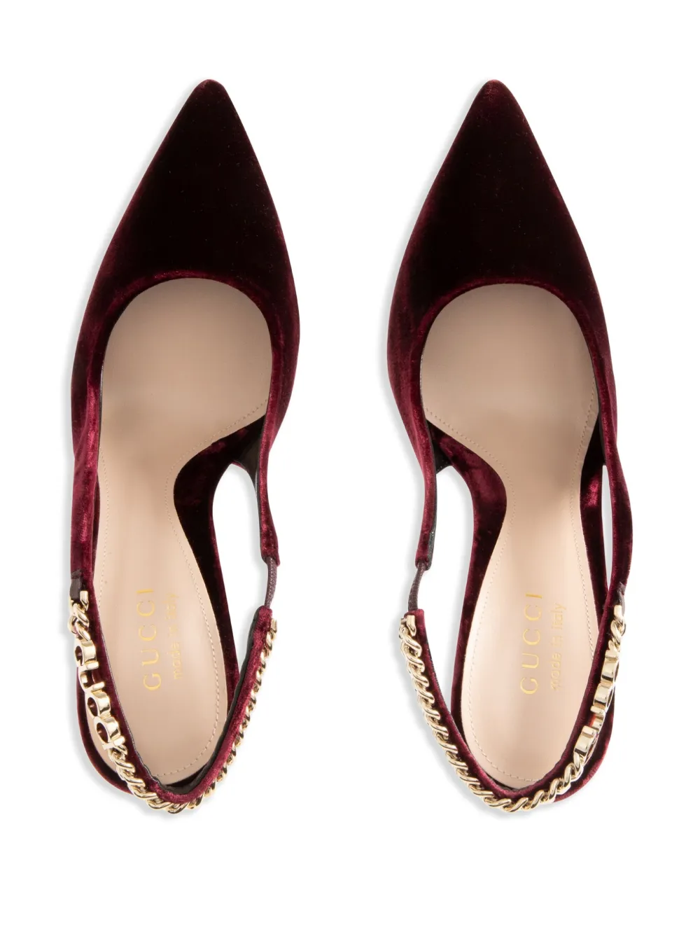 Gucci 105mm Signoria Chain Strap Pumps In Burgundy