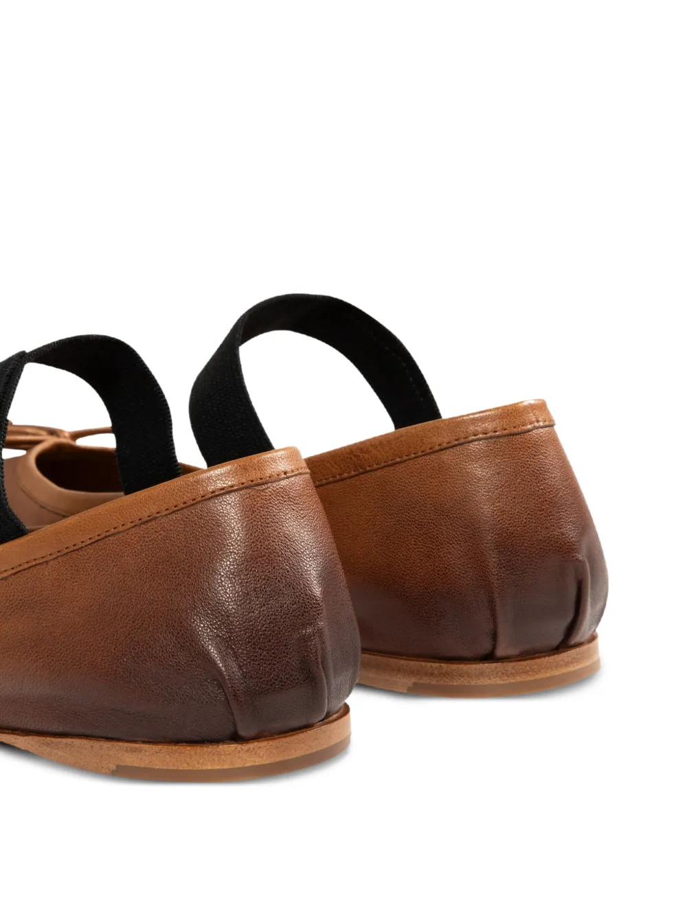 Miu Miu Elasticated Leather Ballerina In Brown